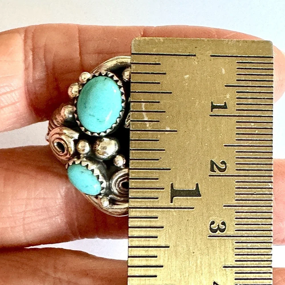 Navajo Eagle Turquoise Mens Ring Sz 12 Sterling Signed‎ DM Native American USA